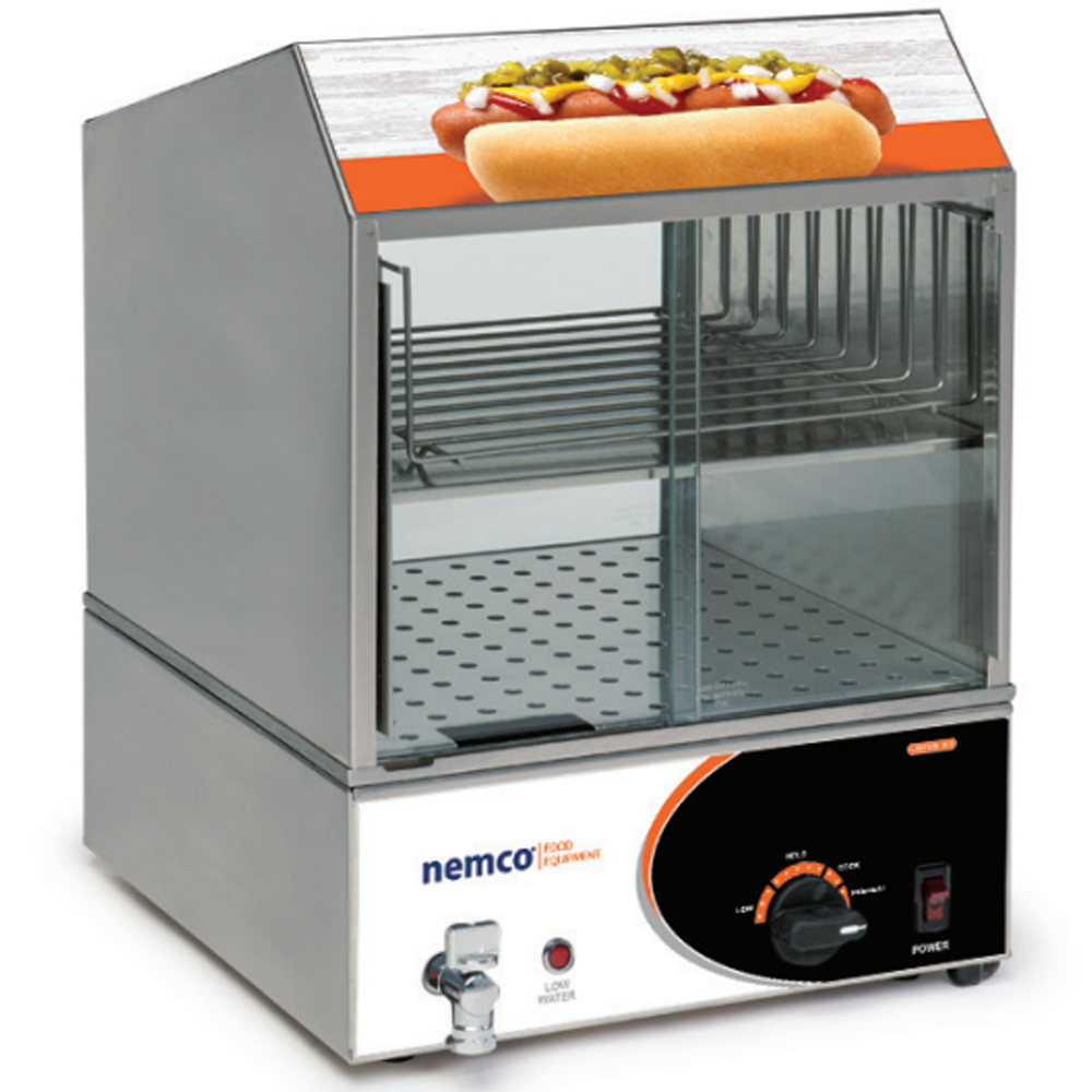 Nemco 8300 Countertop Hot Dog Steamer 150 Hot Dogs 30 Bun Capacity