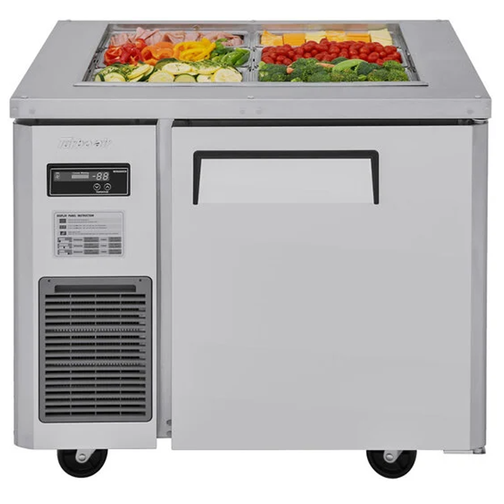 Turbo Air JBT36N Refrigerated Buffet Salad Bar 6 16 Size Food Pans 3538 Length Casters Sneeze Guard Sold Separately